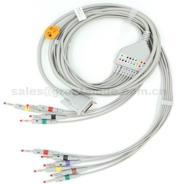 کابل EKG سرب در 1 10 شیلر سازگار با IEC Leadwires موز 4.0