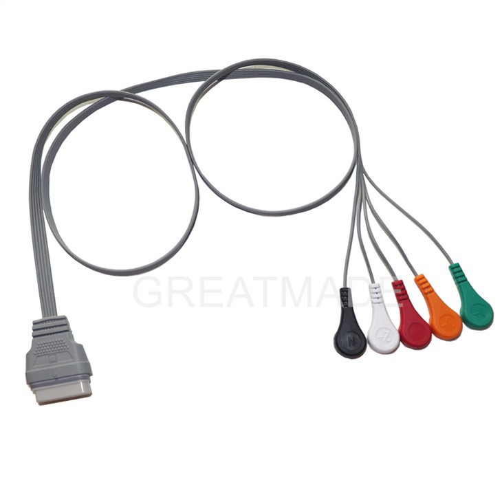 Holter Recorder ECG Patient Cable 16 Pin 5 Leads Snap 4.0 IEC Standard Compatible For Edan Holter Recorder Machine SE-2003 2012