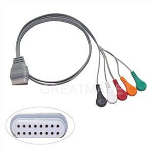Holter ضبط ECG بیمار کابل 16 پین 5 منجر ضربه محکم و ناگهانی 4.0 IEC استاندارد سازگار برای دستگاه ضبط Edan Holter SE-2003 2012